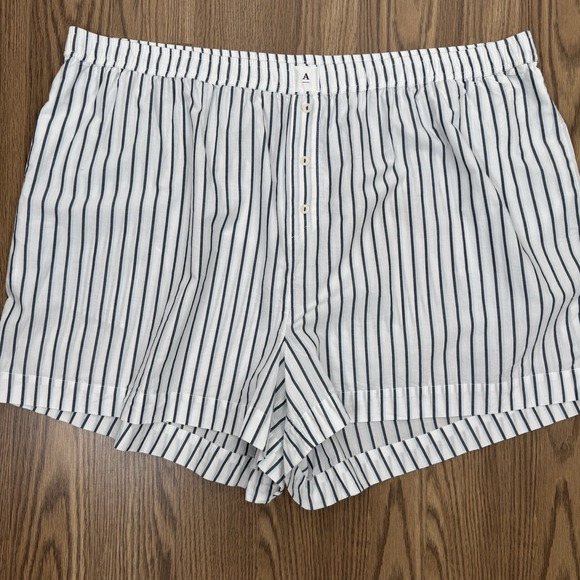 NEW Anthropologie Boxer Shorts Womens 3X White Blue Striped Pull On 100% Cotton - Picture 3 of 16